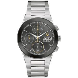 Bulova Men's Millennia Chronograph Day Date Quartz Silver Watch 41MM 96C149